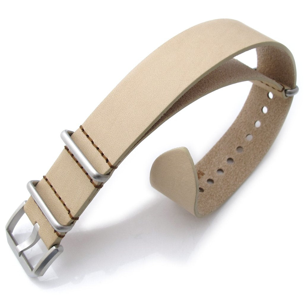 20mm MiLTAT Senno G10 Leather Watch Strap LV Beige Brushed Strapcode Watch Bands