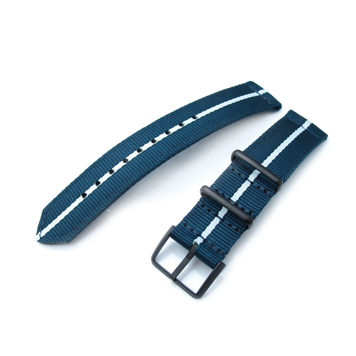 20mm Two Piece WW2 G10 Nylon Navy Blue &amp; White PVD Buckle Strapcode Watch Bands