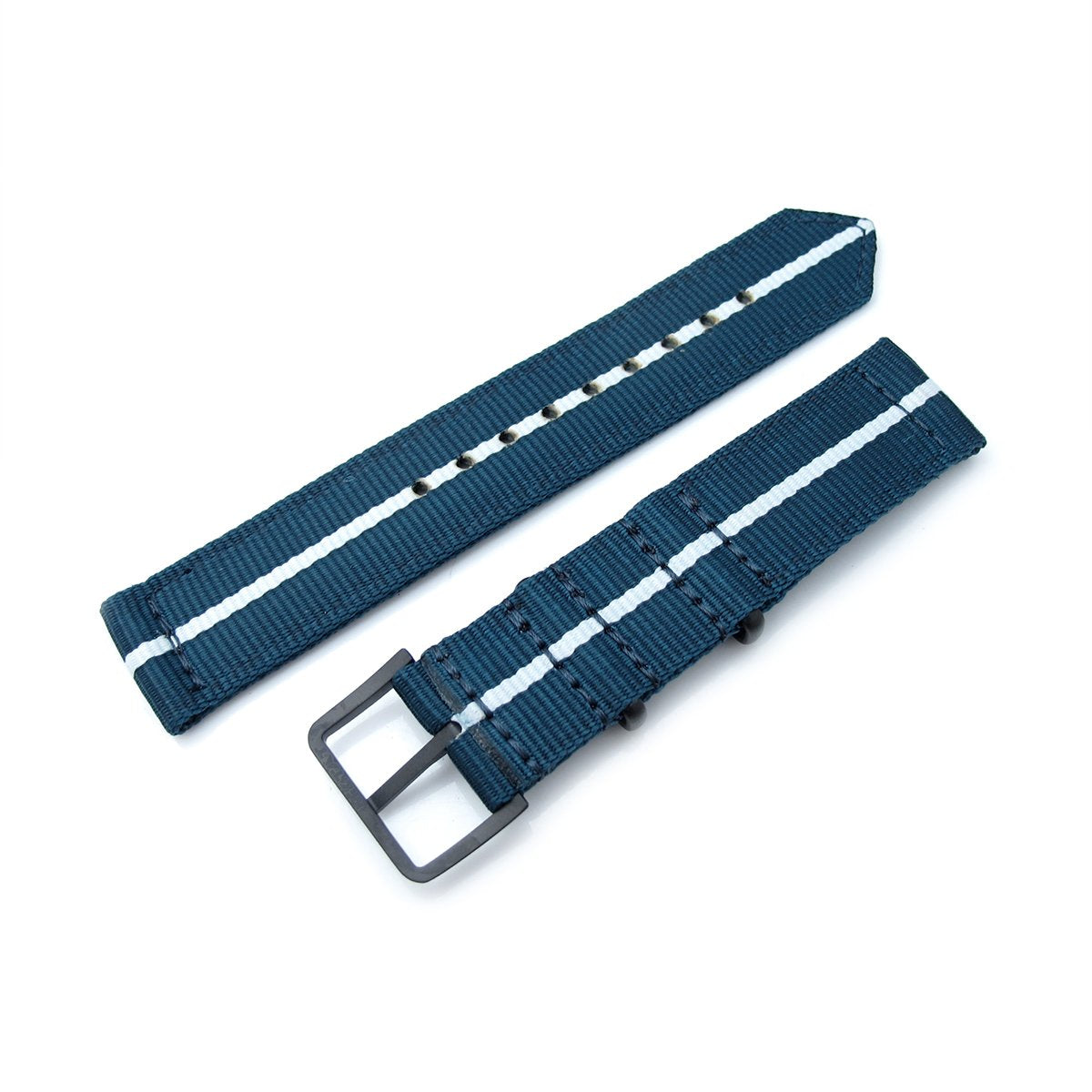 20mm Two Piece WW2 G10 Nylon Navy Blue & White PVD Buckle Strapcode Watch Bands