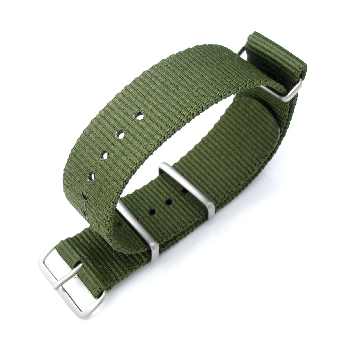 MiLTAT 21mm G10 NATO Military Watch Strap Ballistic Nylon Armband Brushed Forest Green Strapcode Watch Bands