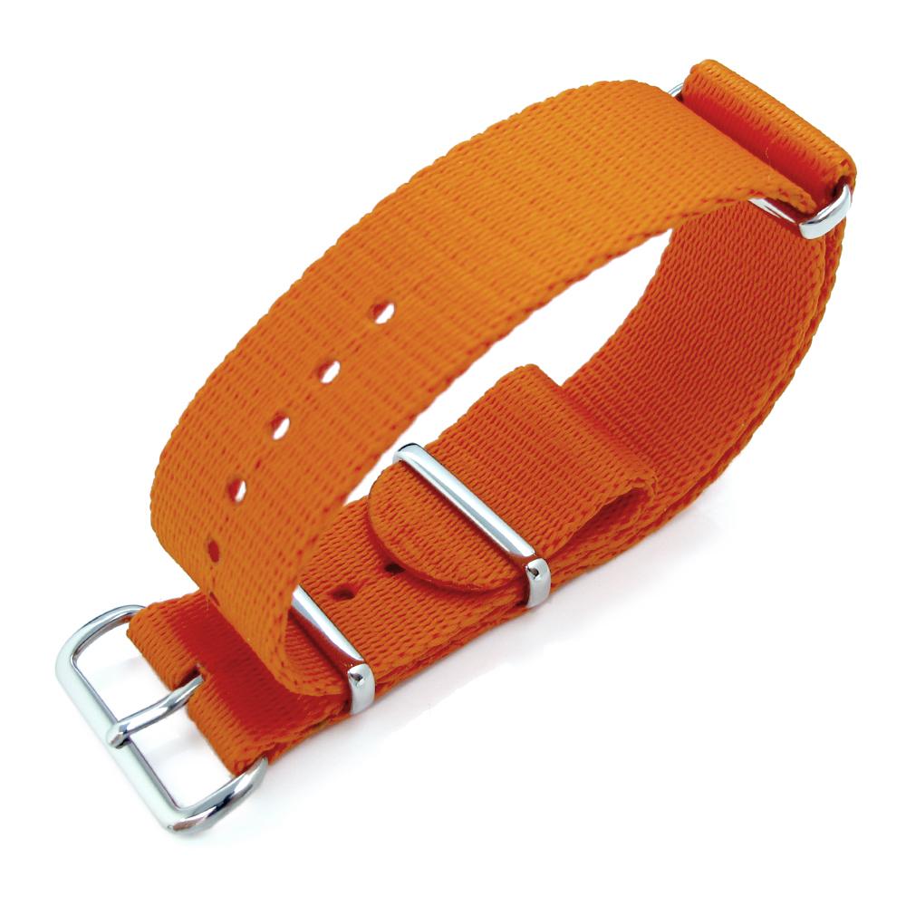 MiLTAT 21mm G10 watch strap ballistic nylon Extra Thick armband Orange Polished hardware Strapcode Watch Bands