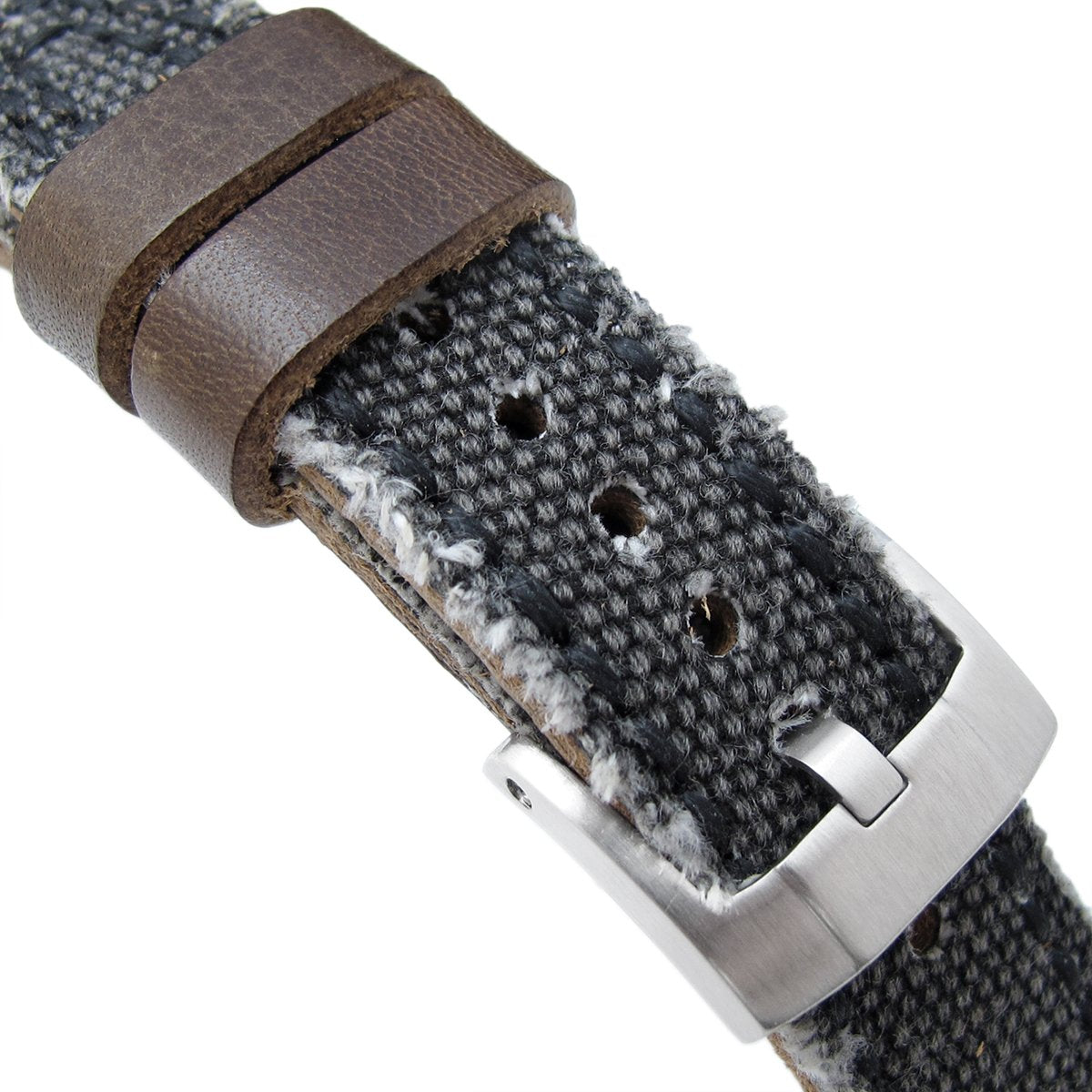 21mm 22mm MiLTAT Black Washed Canvas Watch Strap Rivet Military strap Strapcode Watch Bands