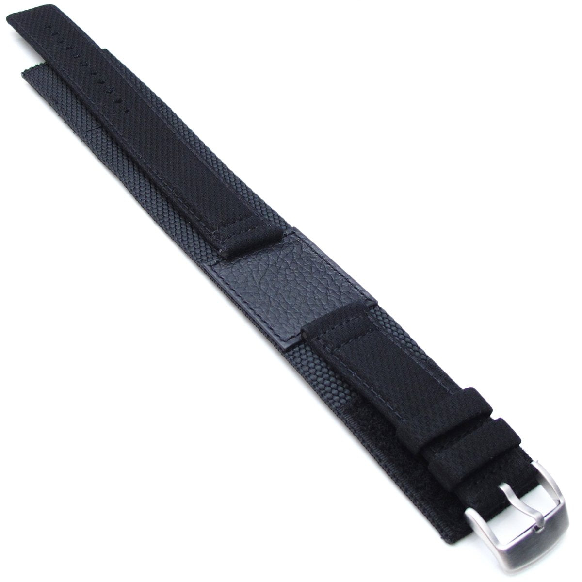 MiLTAT 21mm Double Layer Nylon Black Tactical Hoop and loop Watch Strap Strapcode Watch Bands
