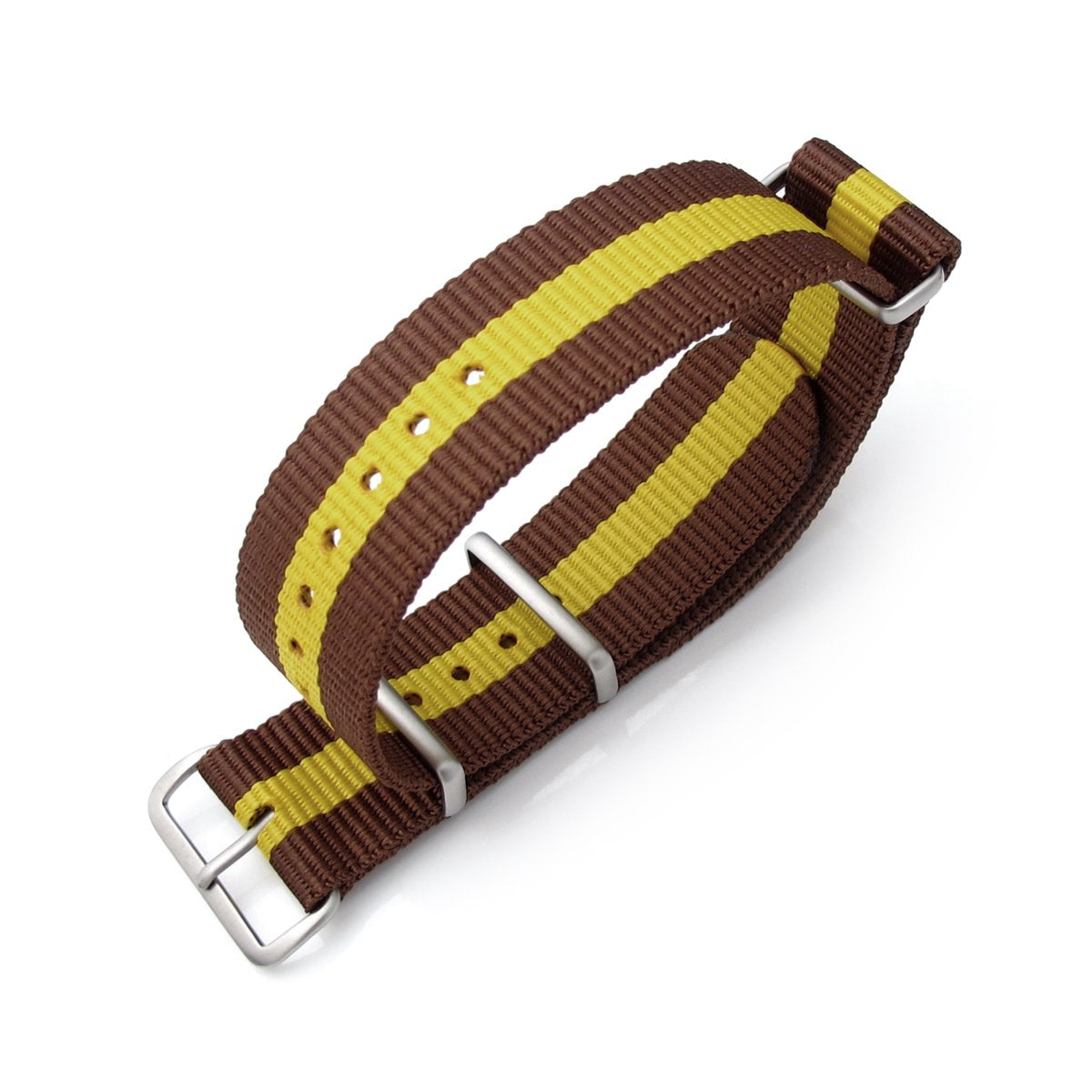 MiLTAT 20mm 22mm or 24mm G10 NATO Military Watch Strap Ballistic Nylon Armband Brushed Brown & Yellow Strapcode Watch Bands