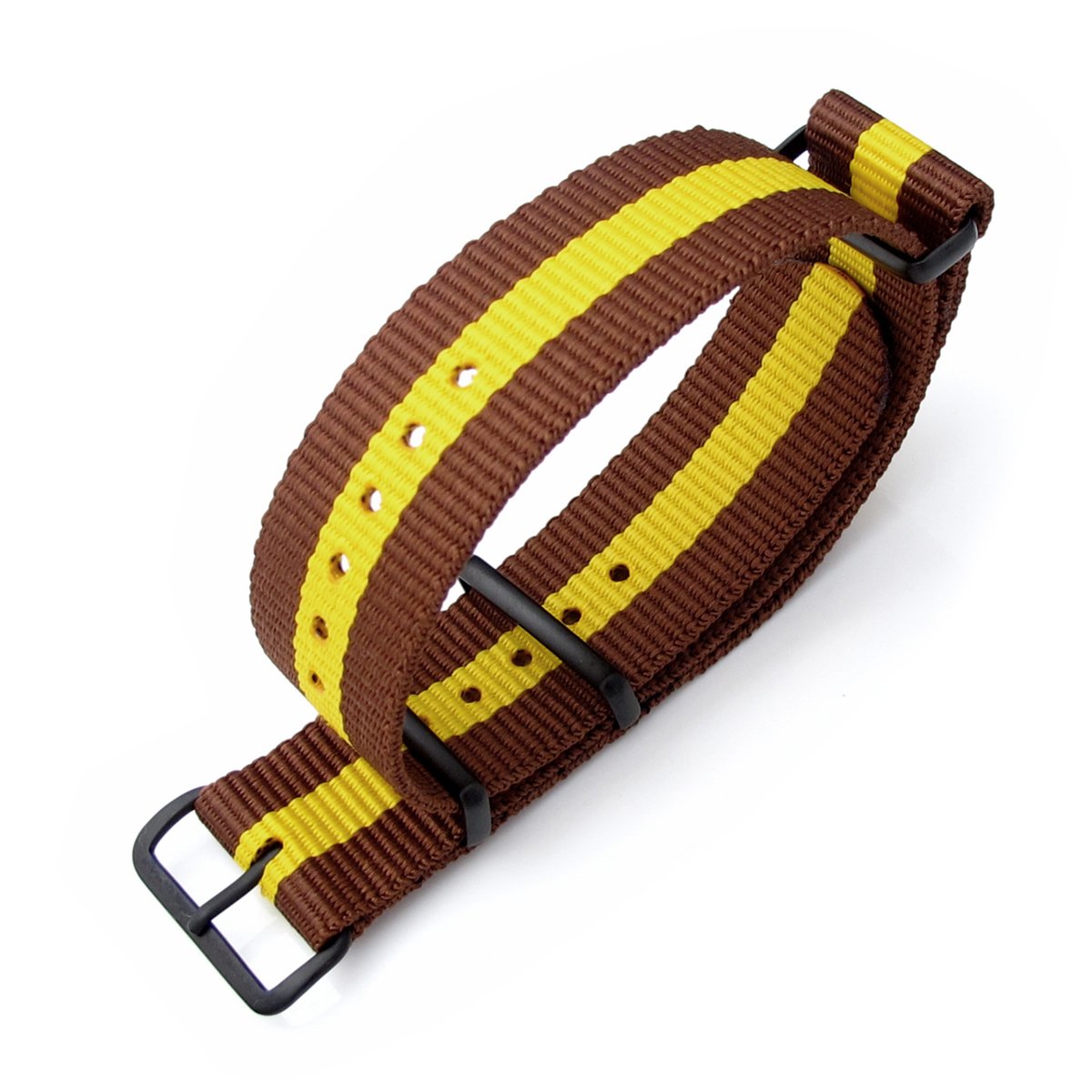 MiLTAT 20mm 22mm or 24mm G10 NATO Military Watch Strap Ballistic Nylon Armband PVD Black Brown &amp; Yellow Strapcode Watch Bands