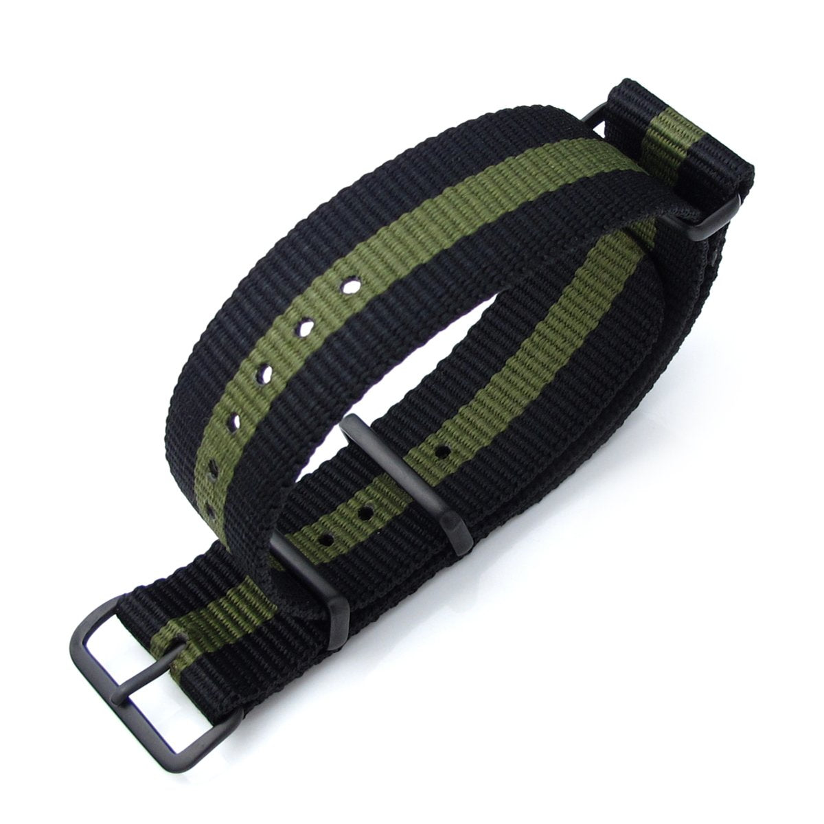 MiLTAT 21mm or 22mm G10 NATO Military Watch Strap Ballistic Nylon Armband PVD Black Black &amp; Military Green Strapcode Watch Bands