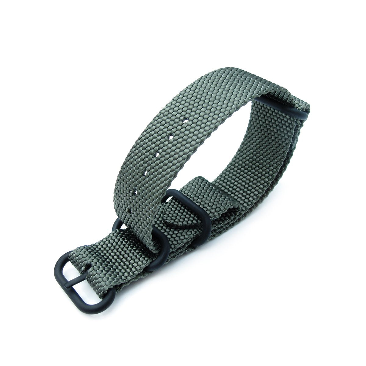 MiLTAT 22mm Thick 3 Rings Honeycomb Zulu Bullet Tail Military Green Nylon Watch Band PVD Black Strapcode Watch Bands