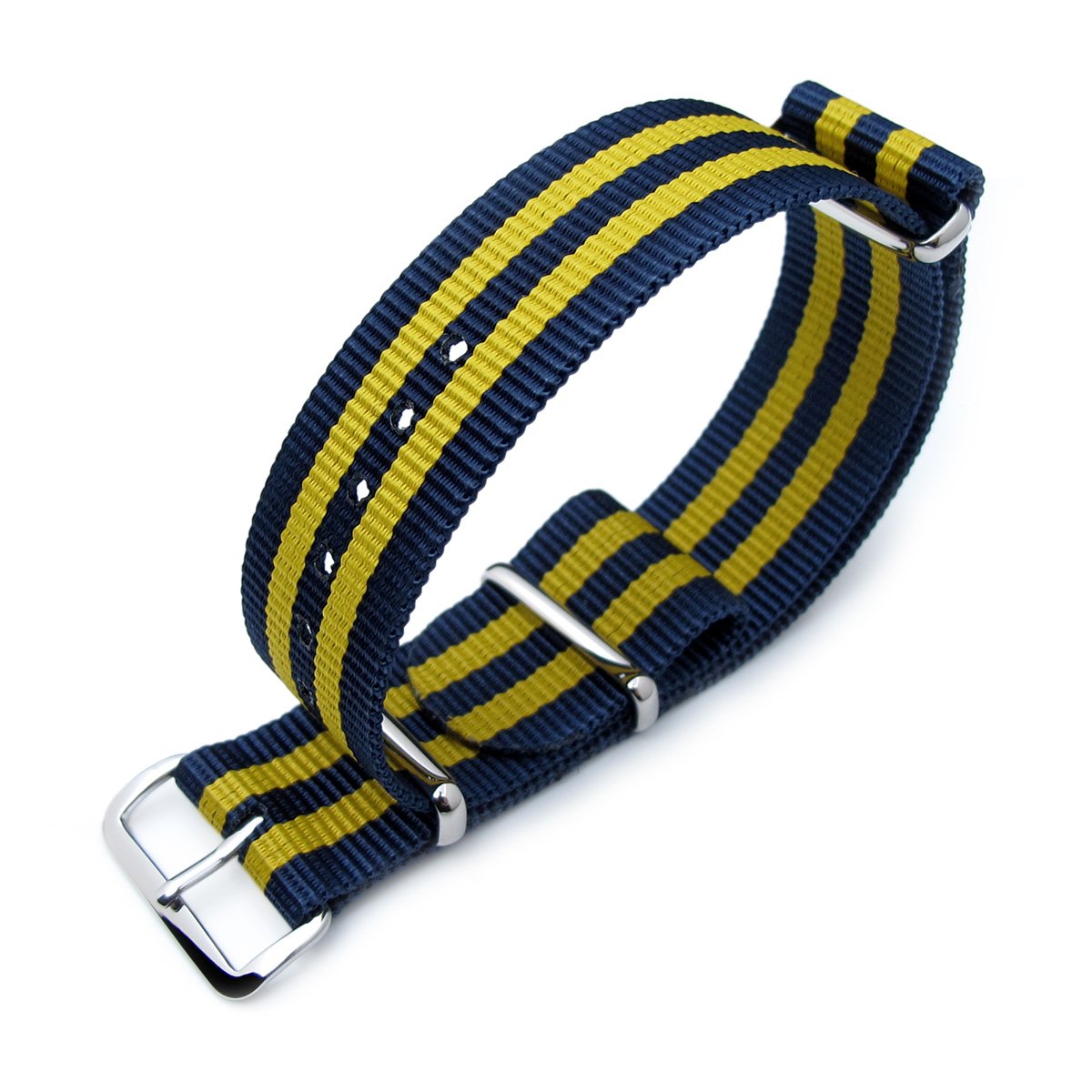 MiLTAT 18mm 20mm or 22mm G10 Military Watch Strap Ballistic Nylon Armband Polished Double Yellow and Blue Strapcode Watch Bands