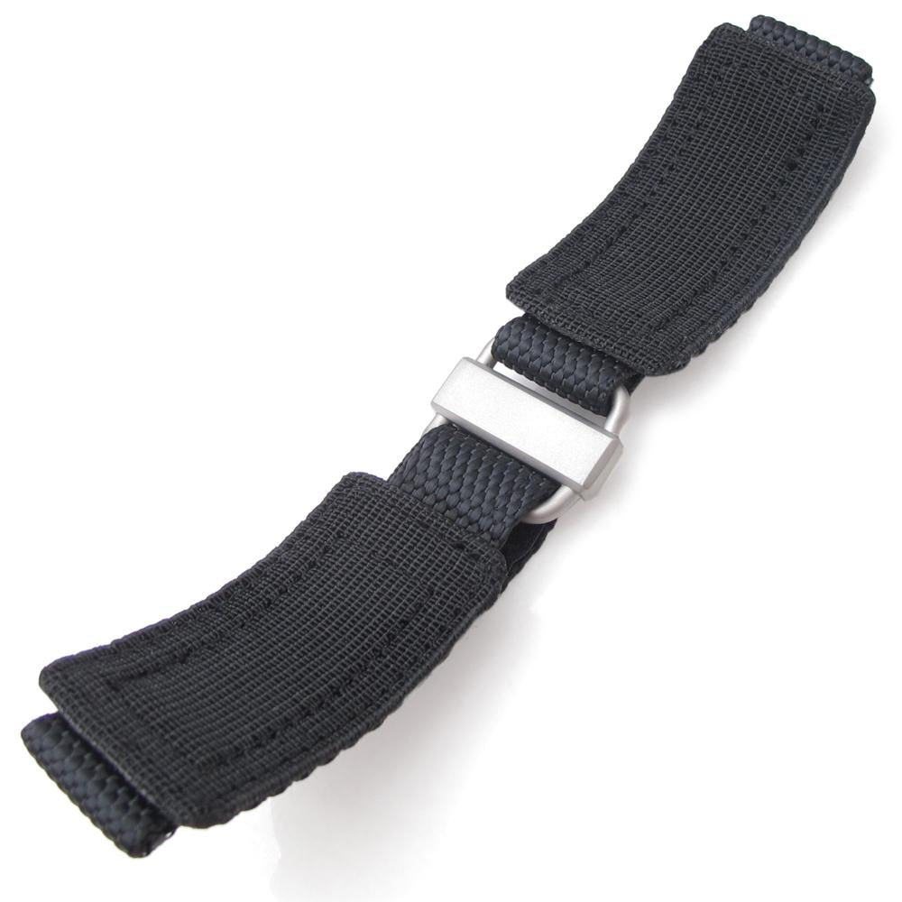 20mm 22mm MiLTAT Honeycomb Black Nylon Hoop and loop Fastener Watch Strap Sandblasted Stainless Buckle XL Strapcode Watch Bands