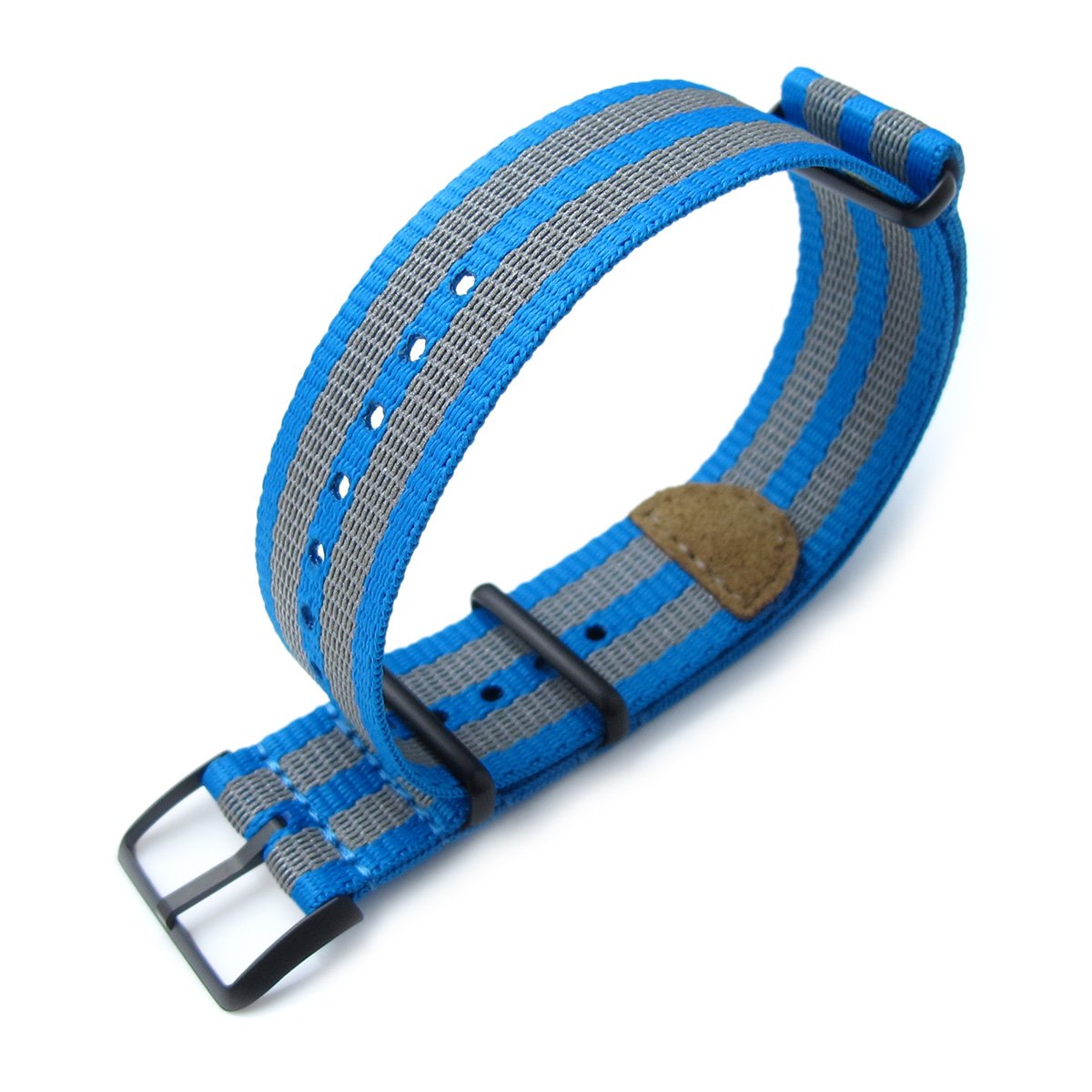 MiLTAT 22mm G10 NATO 3M Glow-in-the-Dark Watch Strap PVD Black Blue and Grey Stripes Strapcode Watch Bands
