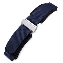 22mm MiLTAT Honeycomb Navy Blue Nylon Hoop and loop Fastener Watch Strap Brushed Stainless Buckle Strapcode Watch Bands