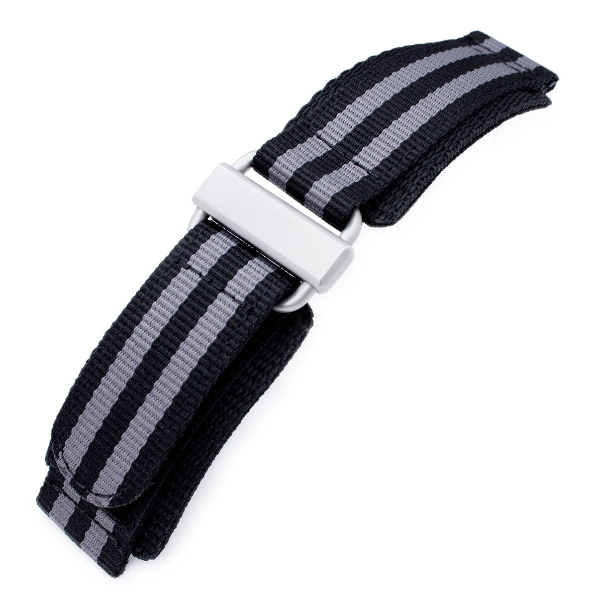 22mm MiLTAT Black &amp; Grey NyJBB Nylon Hoop and loop Fastener Watch Strap Sandblasted Buckle Strapcode Watch Bands