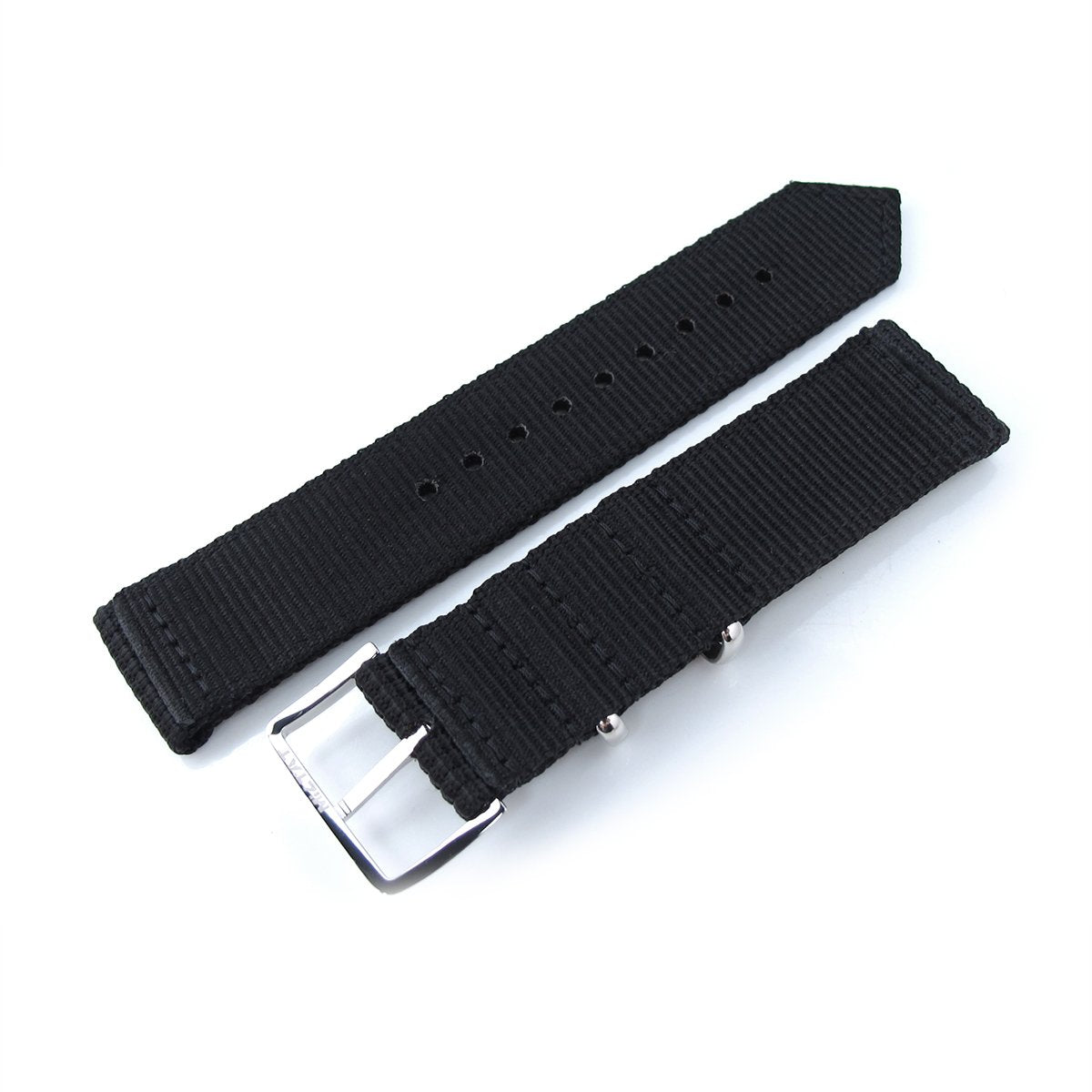 20mm 22mm Two Piece WW2 G10 Black 3D Nylon Polished Buckle Strapcode Watch Bands
