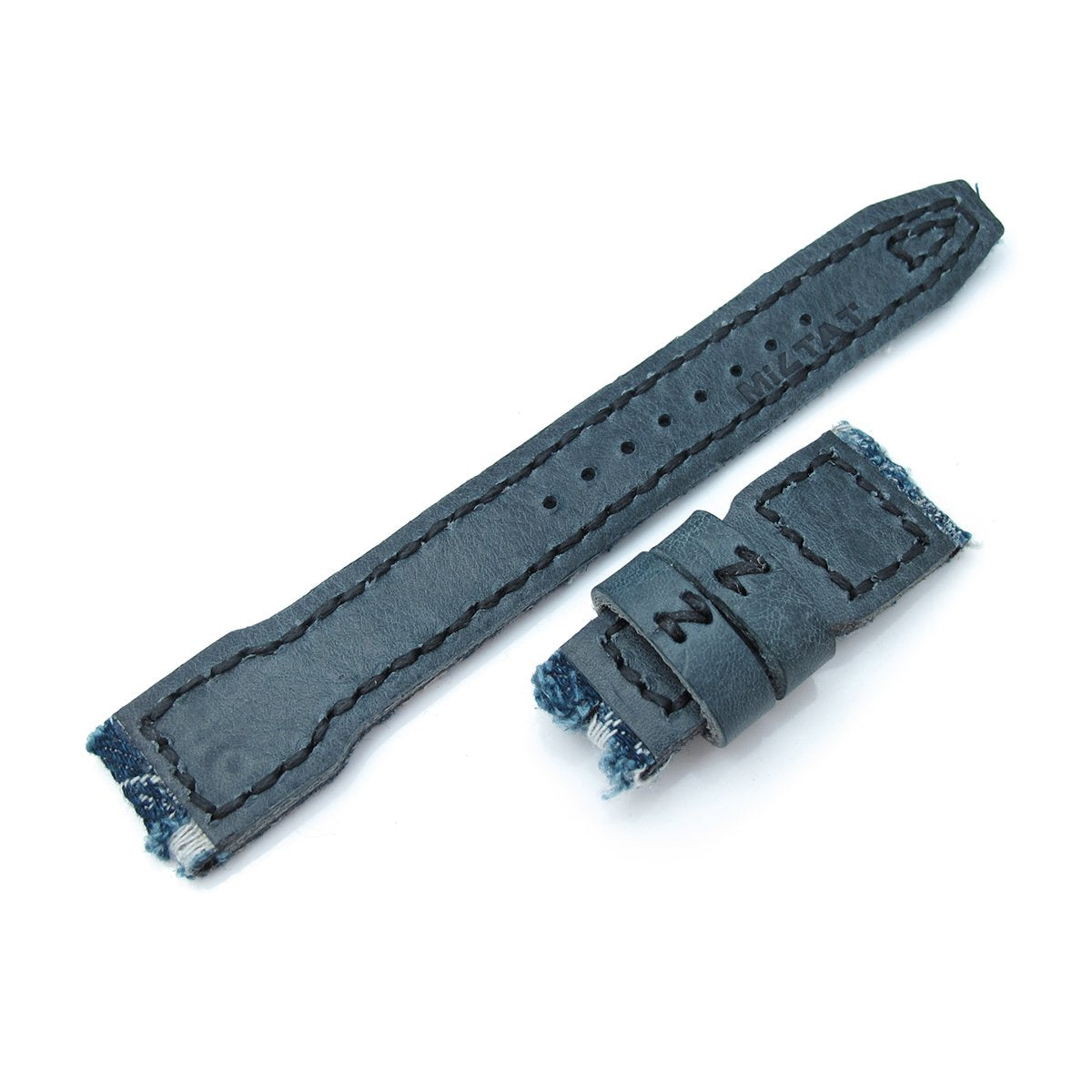 22mm MiLTAT Blue Distressed Denim IWC Big Pilot replacement Strap Rivet Lug Strapcode Watch Bands