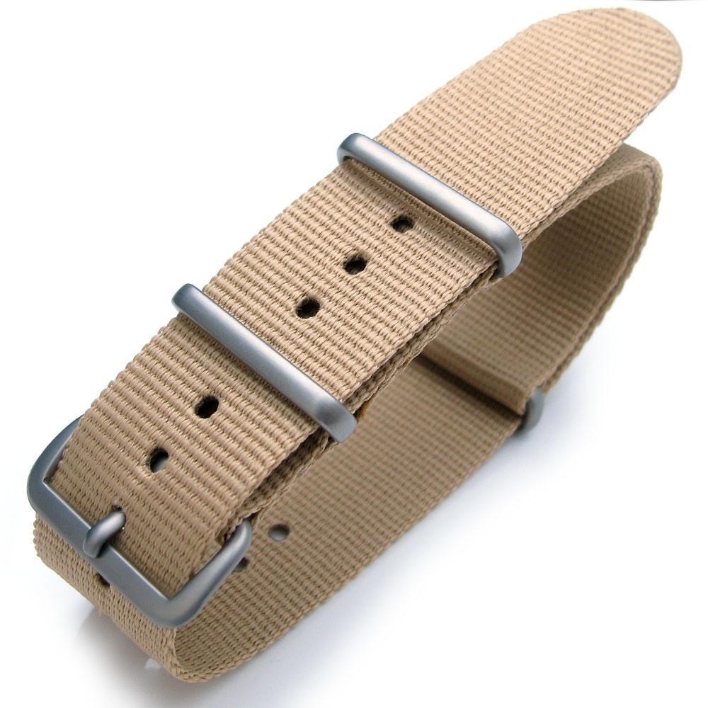 Nato 20mm or 22mm Heat Sealed Heavy Nylon Brushed Buckle Desert Strapcode Watch Bands