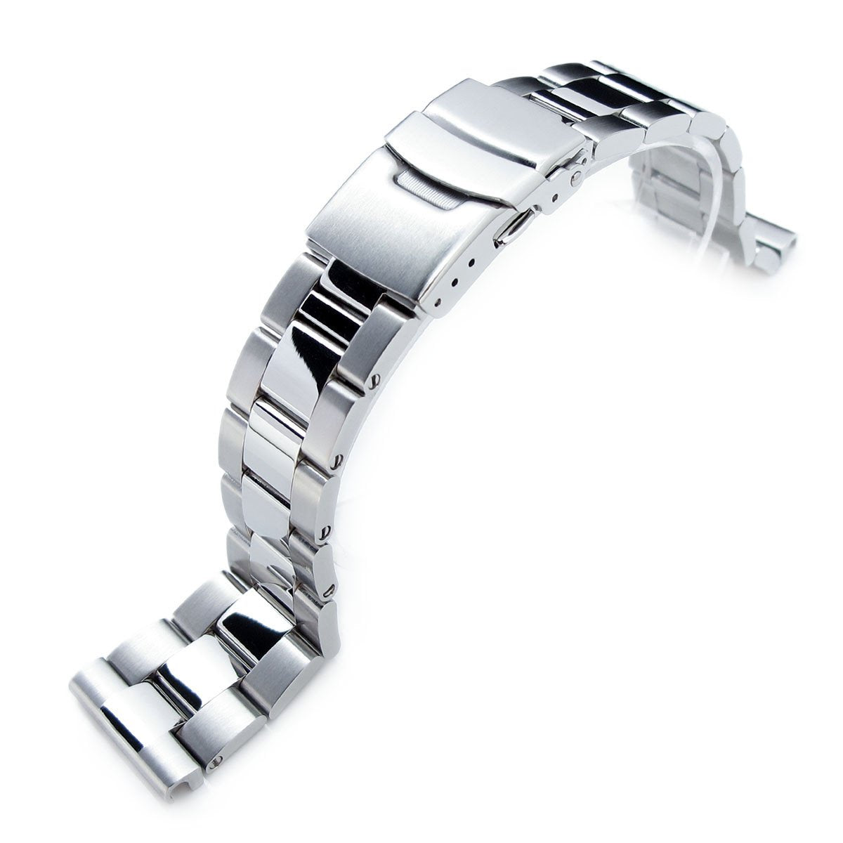 22mm Super-O Boyer Brushed & Polished Crossover 316L SS Straight End Watch Bracelet Strapcode Watch Bands