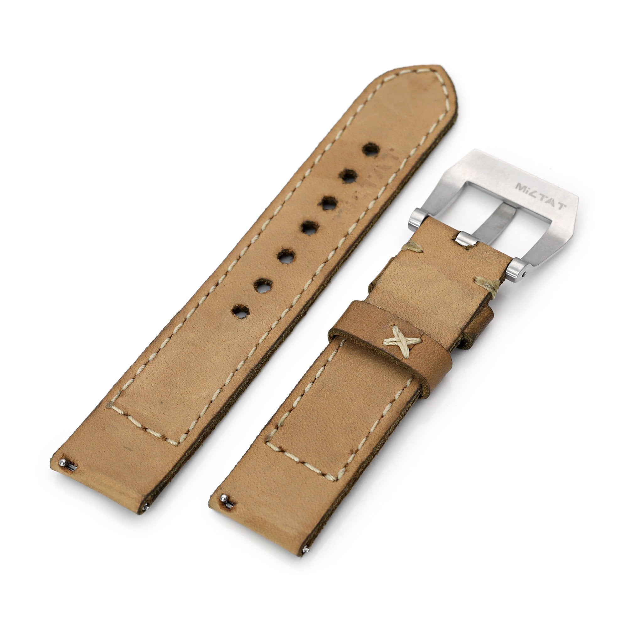 20mm Gunny X MT '74' Light Brown Handmade Quick Release Leather Watch Strap #43 Strapcode Watch Bands