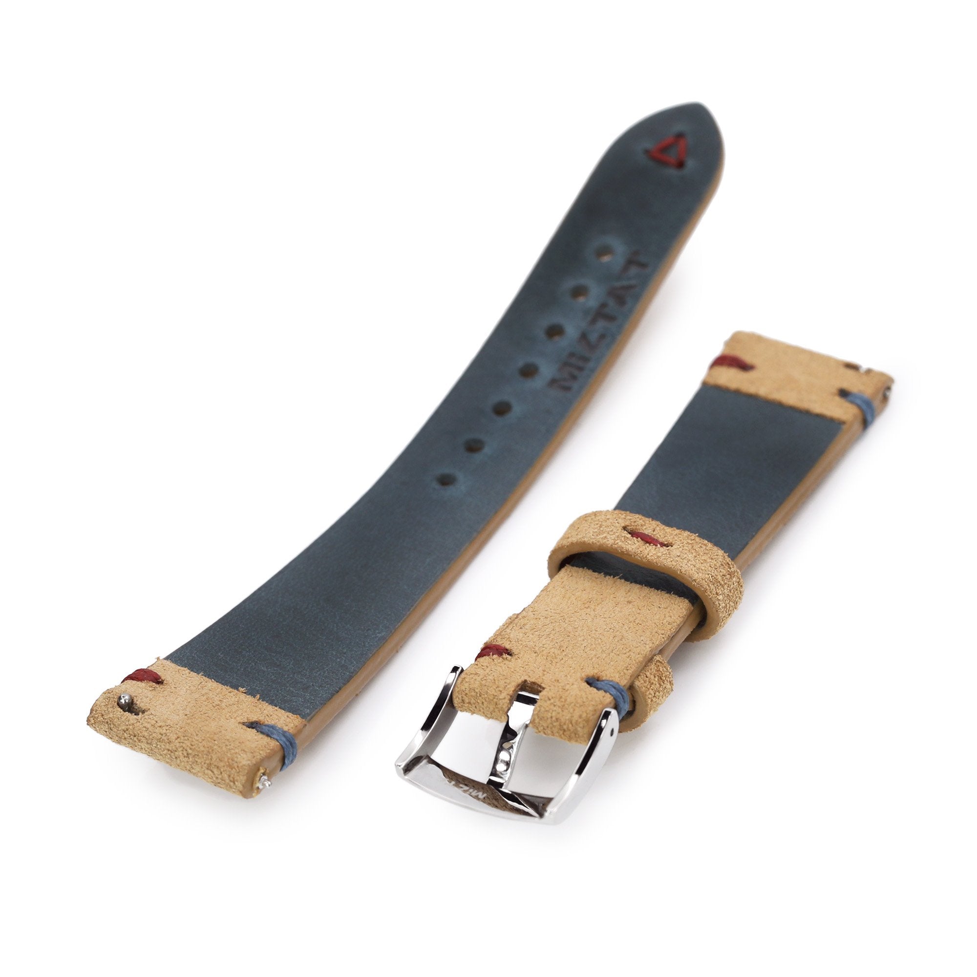 20mm Khaki Quick Release Italian Suede Leather Watch Strap Blue Red St. Strapcode Watch Bands