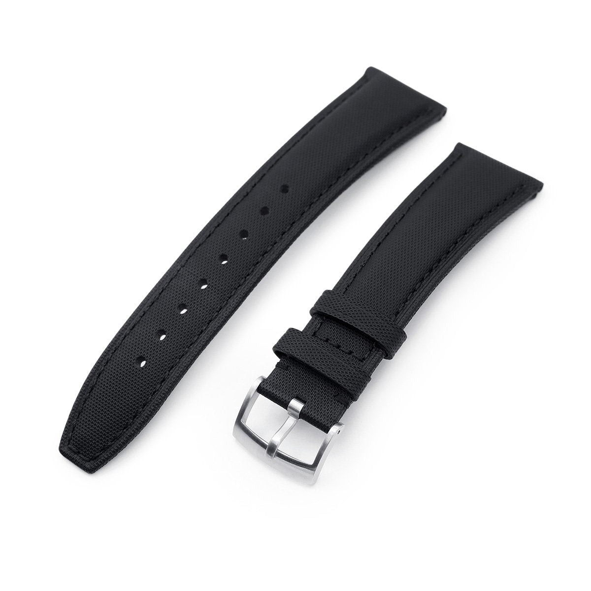 20mm or 22mm Black Woven Texture Watch Strap Black Stitching Brushed Strapcode Watch Bands