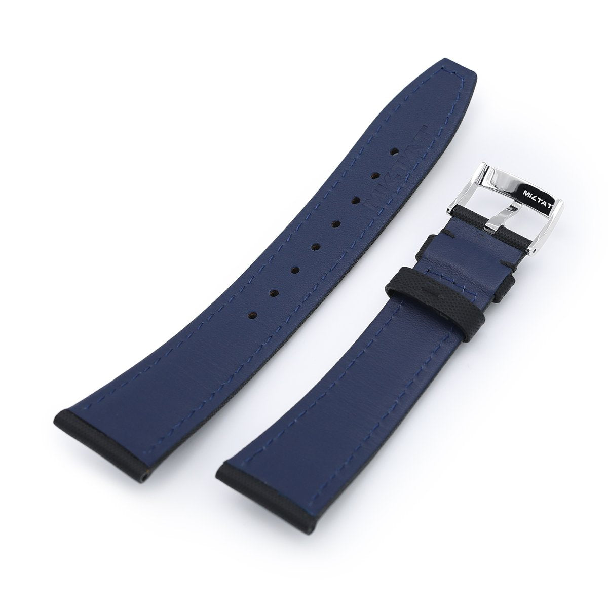 20mm or 22mm Black Woven Texture Watch Strap Black Stitching Brushed Strapcode Watch Bands