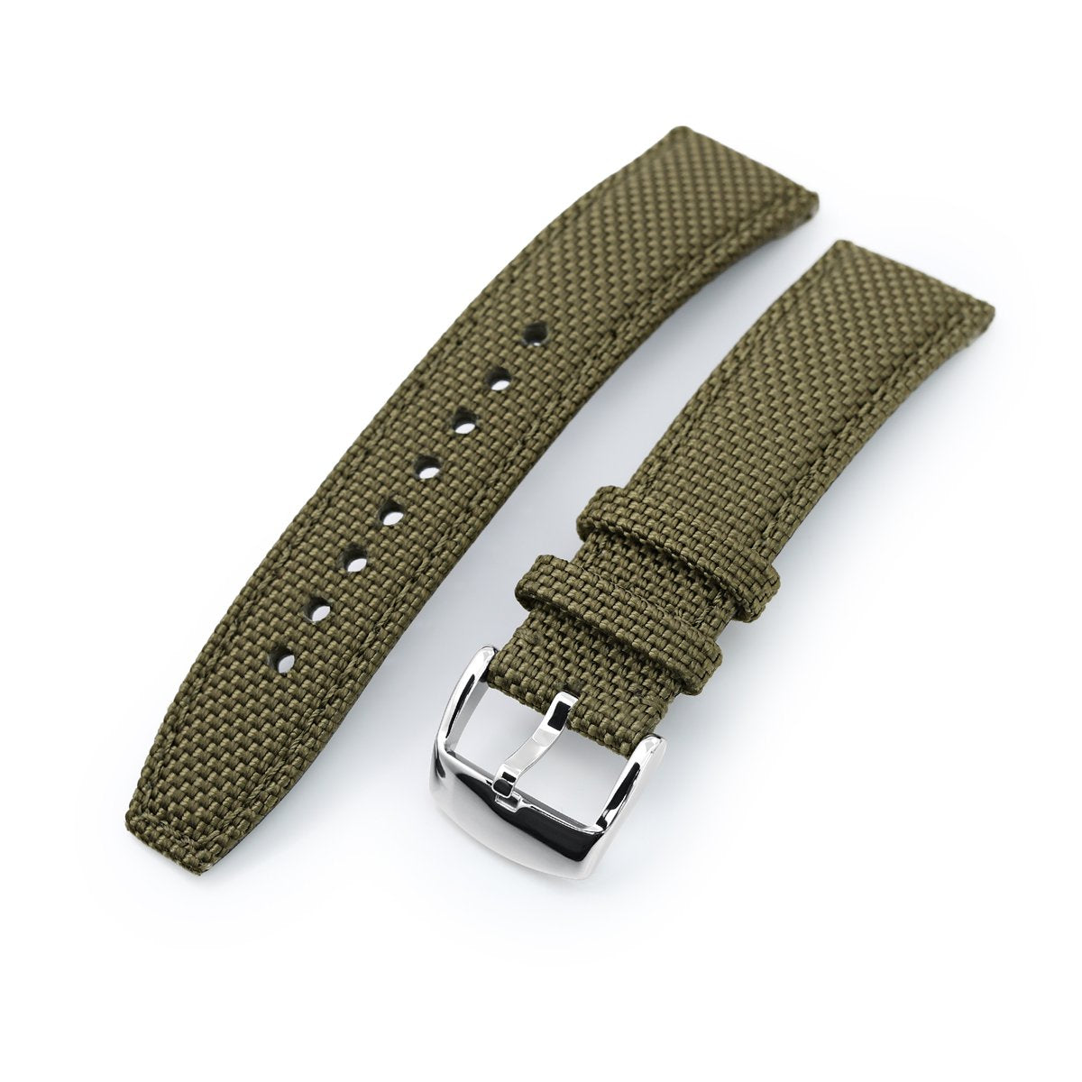 20mm 21mm or 22mm Strong Texture Woven Nylon Military Green Watch Strap Polished Strapcode Watch Bands