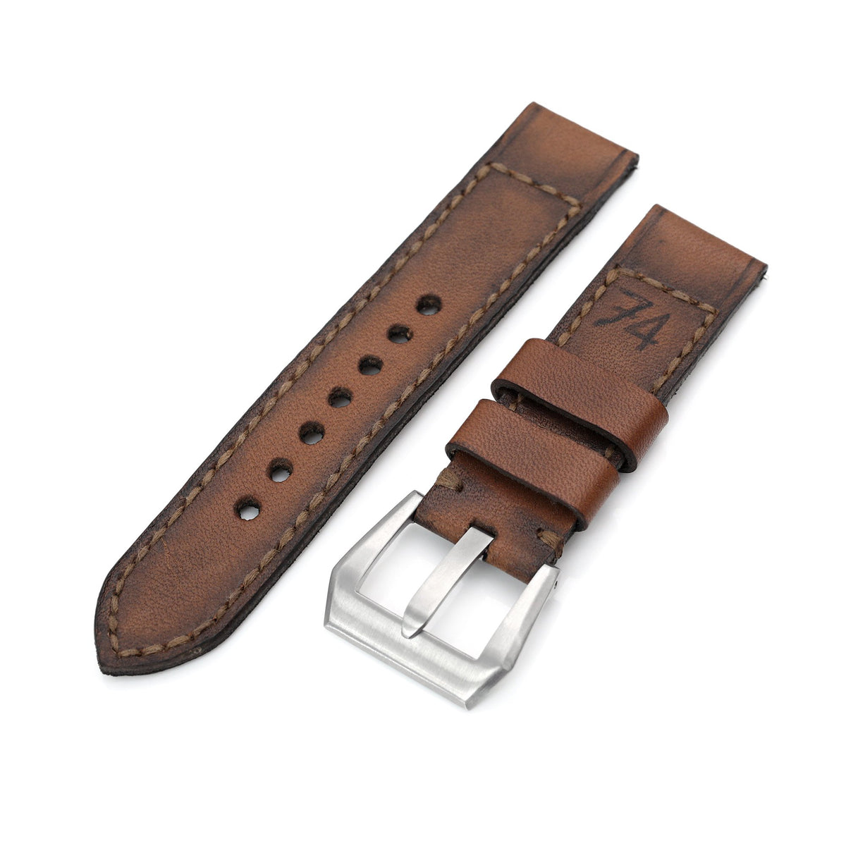 22mm Gunny X MT &#39;74&#39; Brown Handmade Quick Release Leather Watch Strap #73 Strapcode Watch Bands