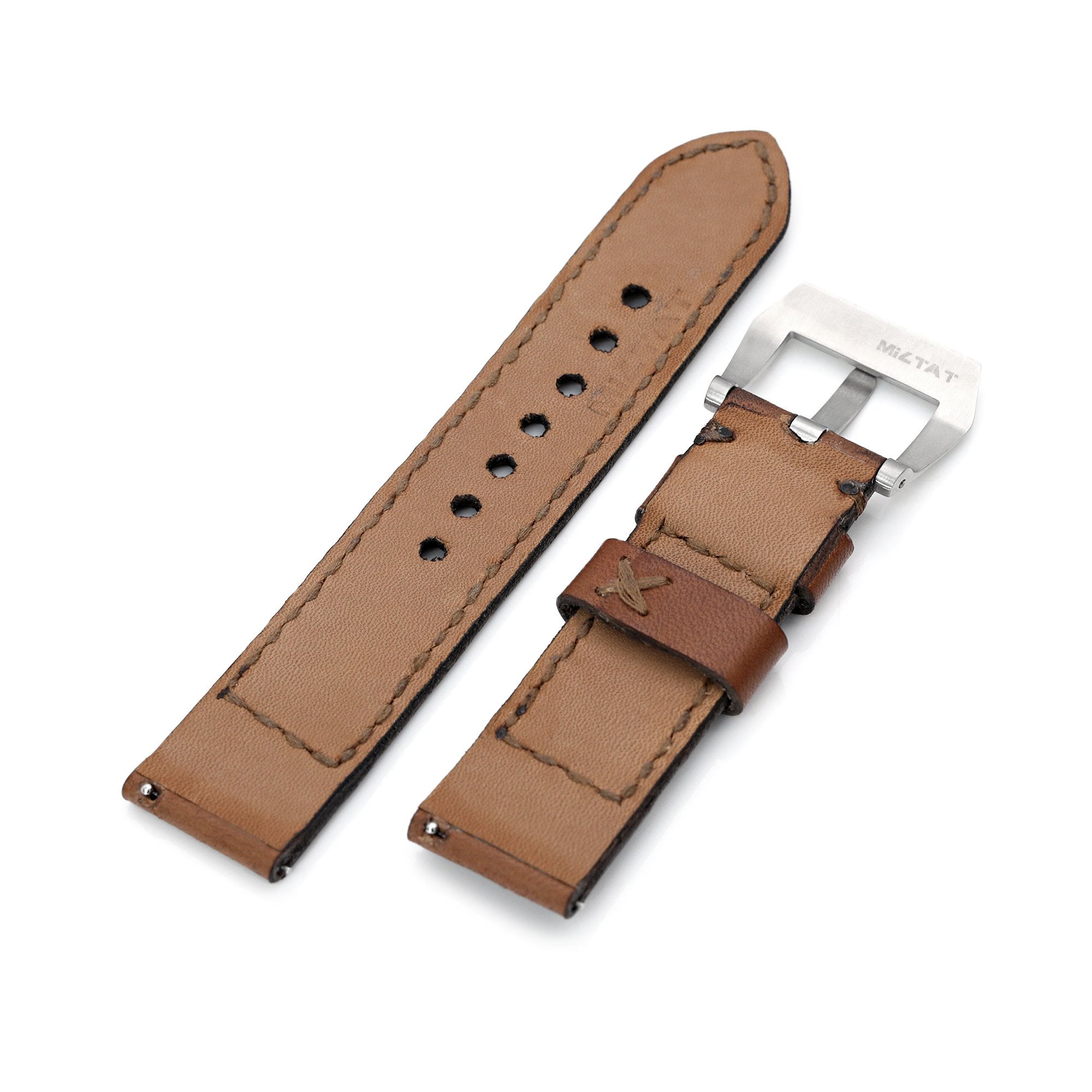 22mm Gunny X MT '74' Brown Handmade Quick Release Leather Watch Strap #73 Strapcode Watch Bands