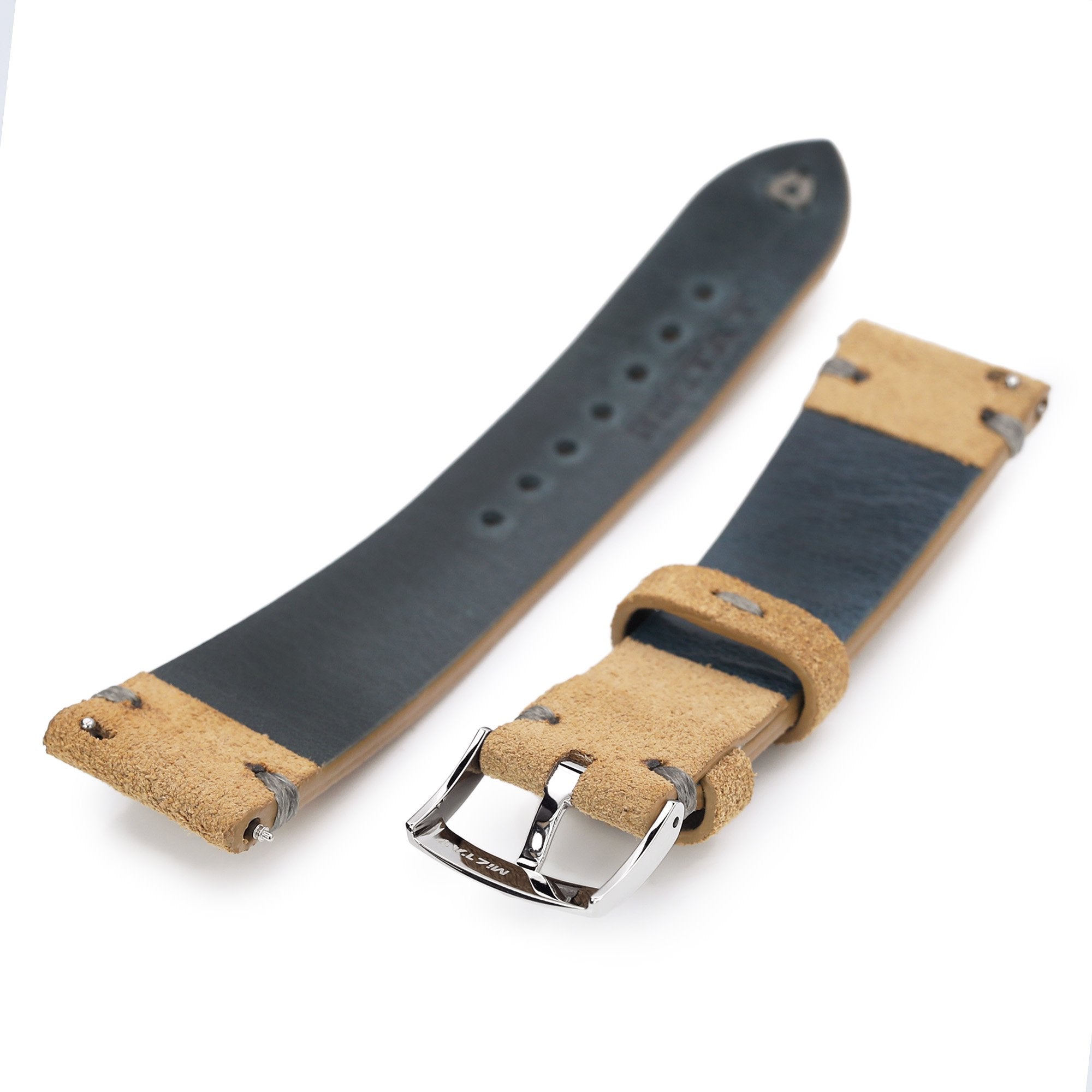 20mm or 22mm Khaki Quick Release Italian Suede Leather Watch Strap Charcoal Grey St. Strapcode Watch Bands