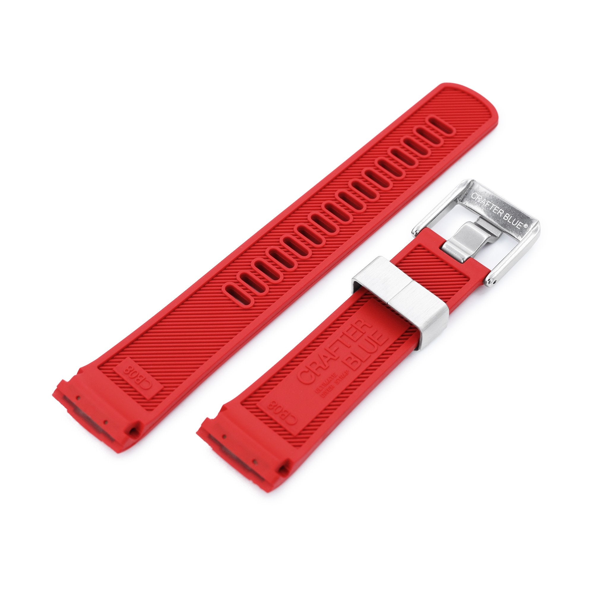 22mm Crafter Blue Red Rubber Curved Lug Watch Band for Seiko Turtle SRP777 Strapcode Watch Bands