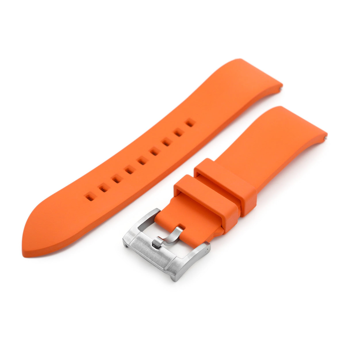 20mm or 22mm Straight End Orange FKM Rubber Quick Release Watch Band Brushed Strapcode Watch Bands