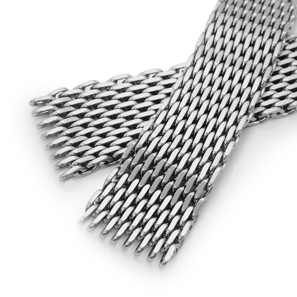 20mm Tapered "SHARK" Mesh Band Stainless Steel Watch Bracelet V-Clasp Polished Strapcode Watch Bands