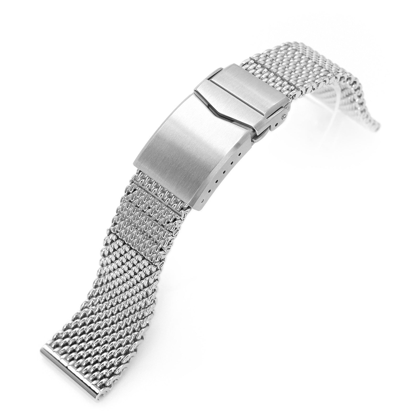 20mm 22mm Solid End Massy Mesh Band Stainless Steel Watch Bracelet V-Clasp Polished Strapcode Watch Bands