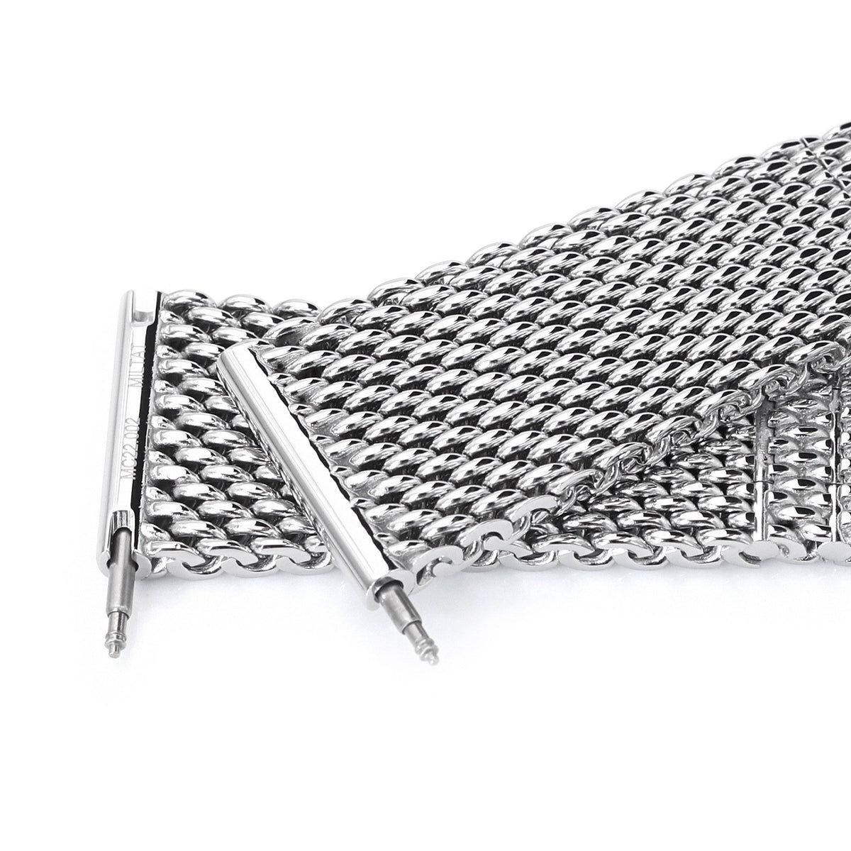 20mm 22mm Solid End Massy Mesh Band Stainless Steel Watch Bracelet V-Clasp Polished Strapcode Watch Bands