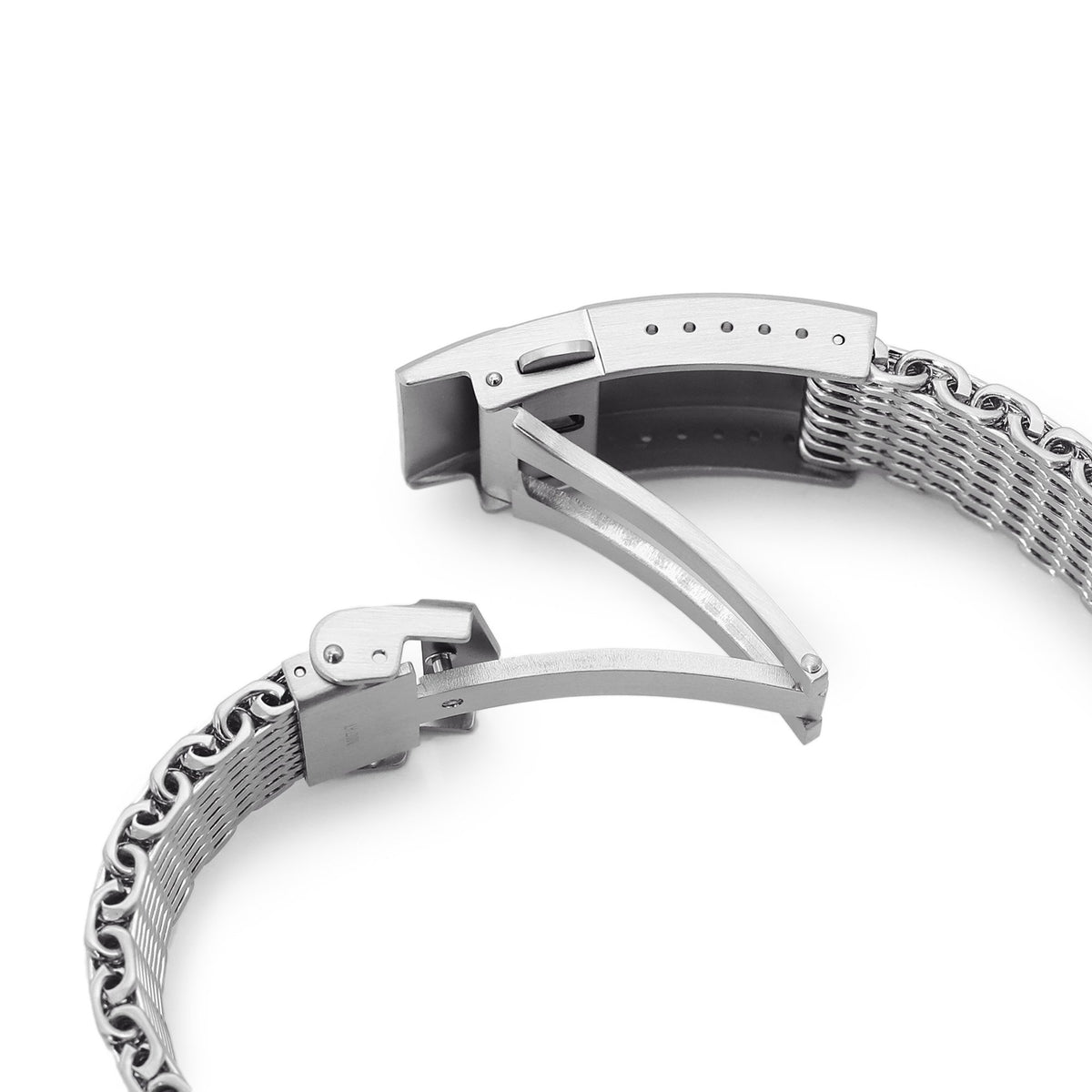 22mm Tapered "SHARK" Mesh Band Stainless Steel Watch Bracelet V-Clasp Brushed Strapcode Watch Bands