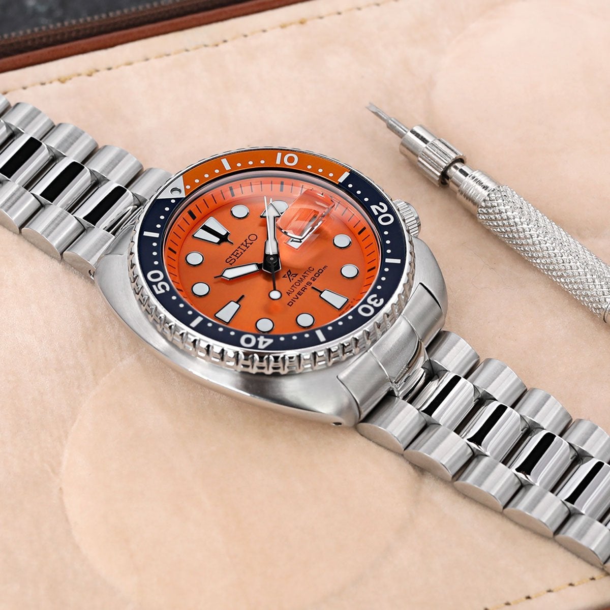 Seiko Prospex SRPC95K1 Divers Watch Limited Edition Orange New Turtle 200m Strapcode Watch Bands