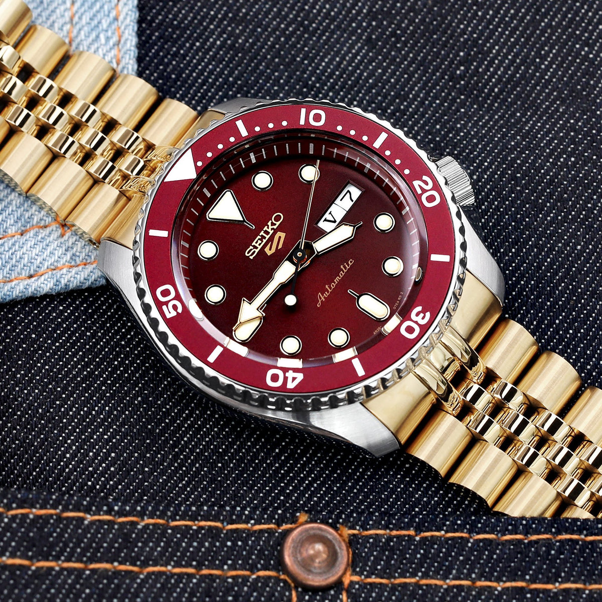 Seiko 5 Sports SRPD69K1 Red Suits Style new Cal 4R36 Strapcode Watch Bands