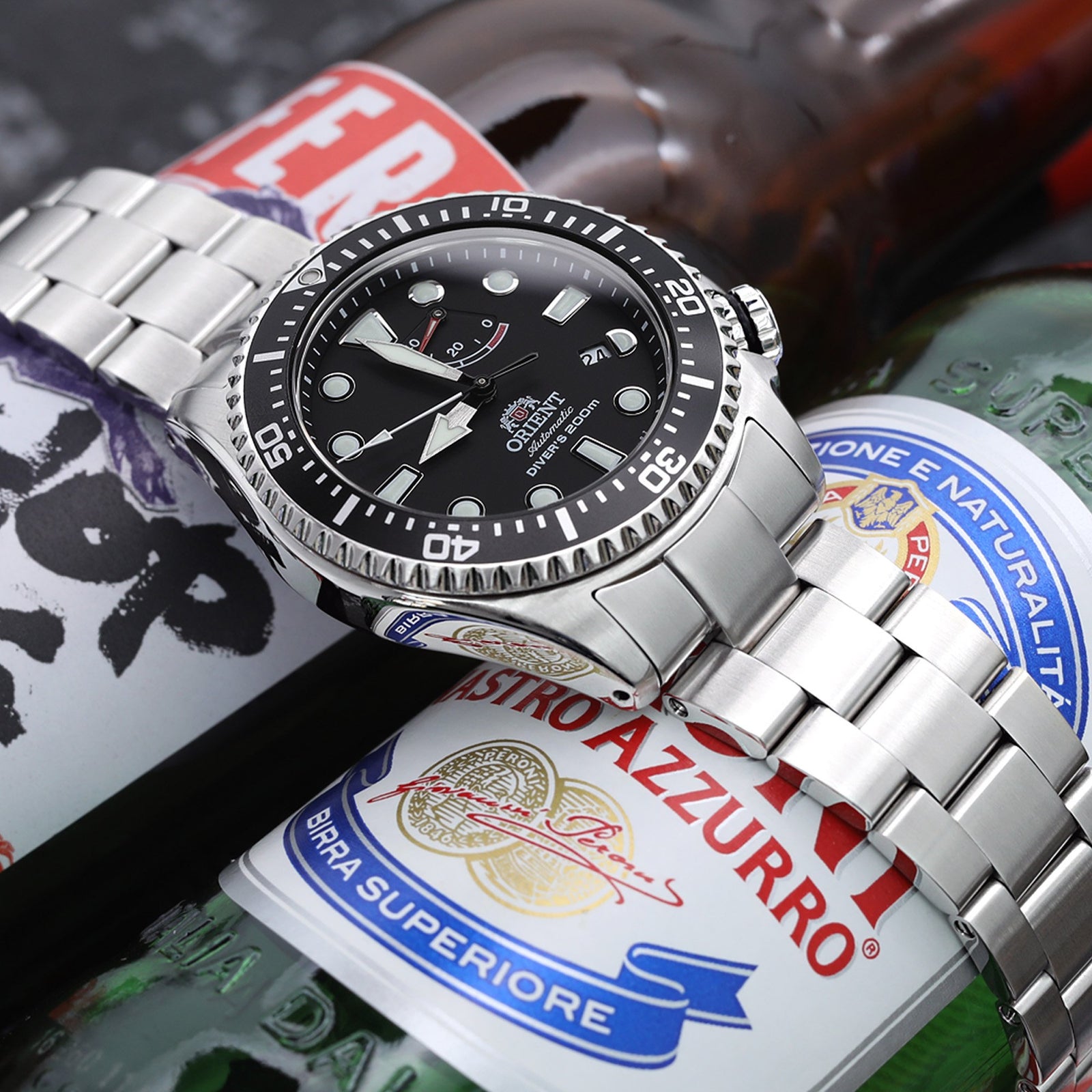 Orient RA-EL0001B00B Men Triton Black Dial Power Reserve Automatic Dive Watch Strapcode Watch Bands