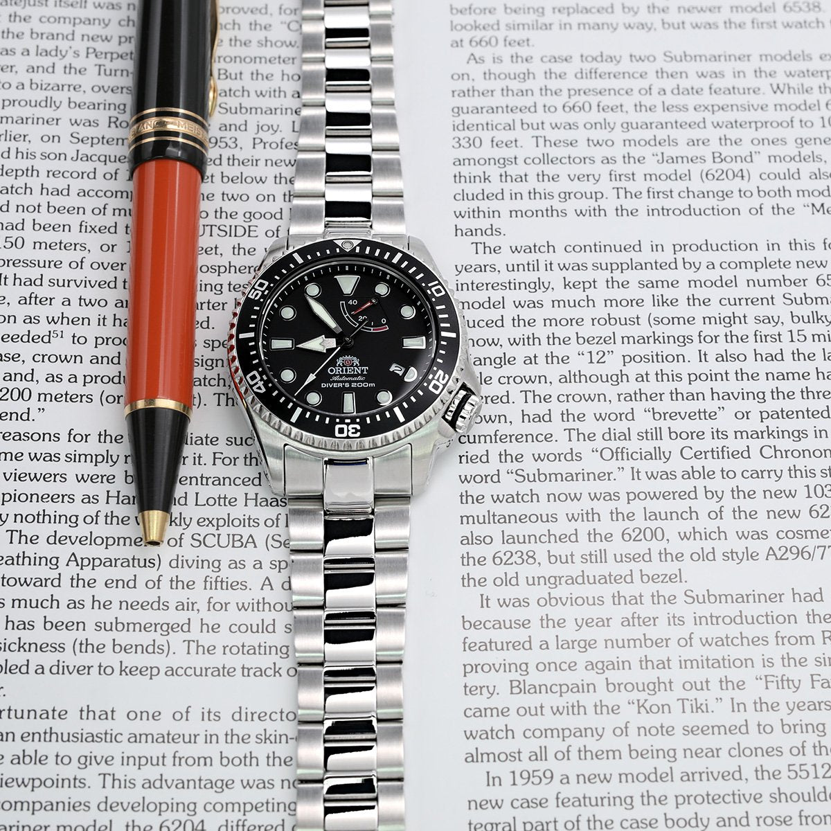 22mm Super-O Boyer 316L Stainless Steel Watch Bracelet for Orient Triton V-Clasp Polished & Brushed Strapcode Watch Bands