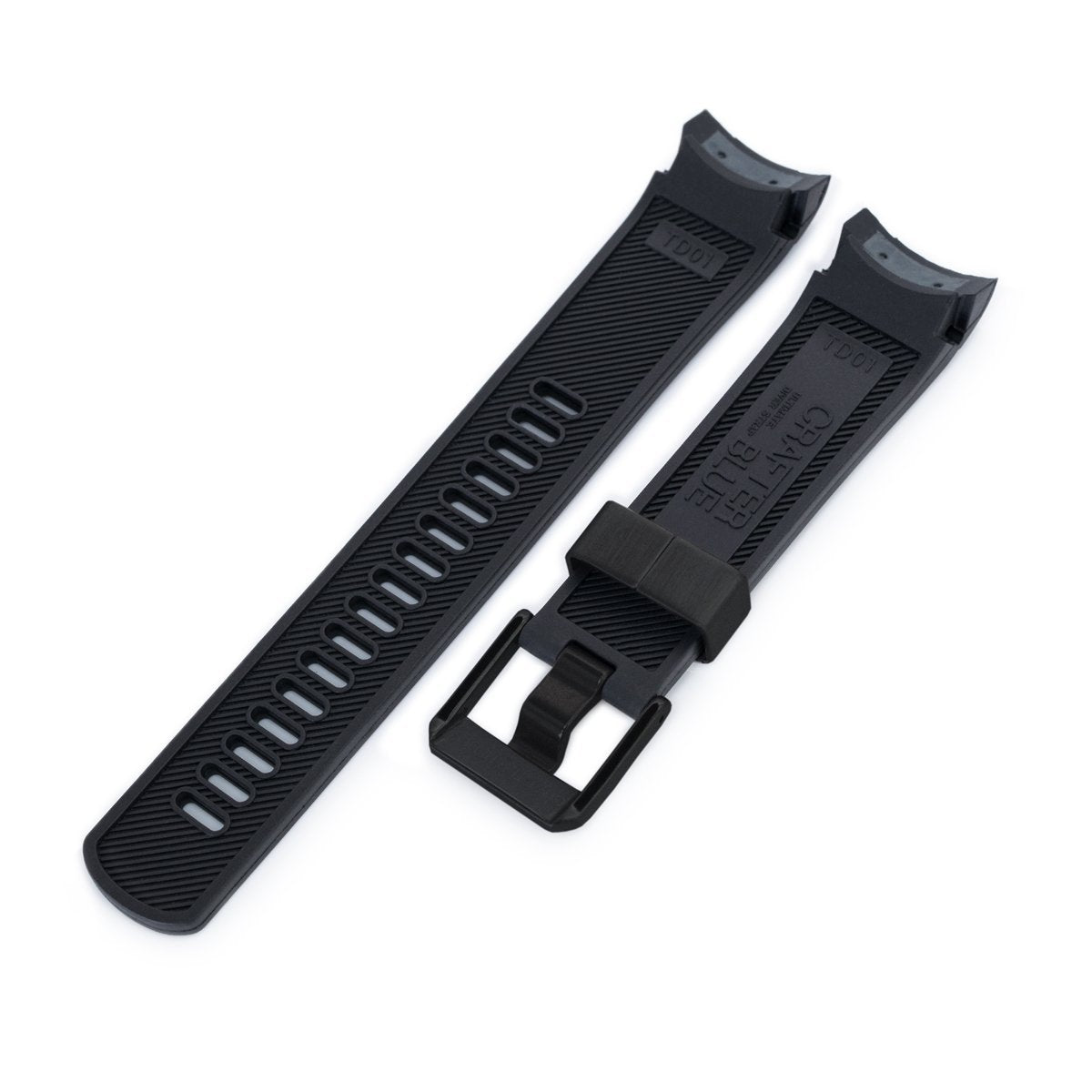 22mm Crafter Blue Black Rubber Curved Lug Watch Strap for TUD BB M79230 PVD Black Buckle Strapcode Watch Bands