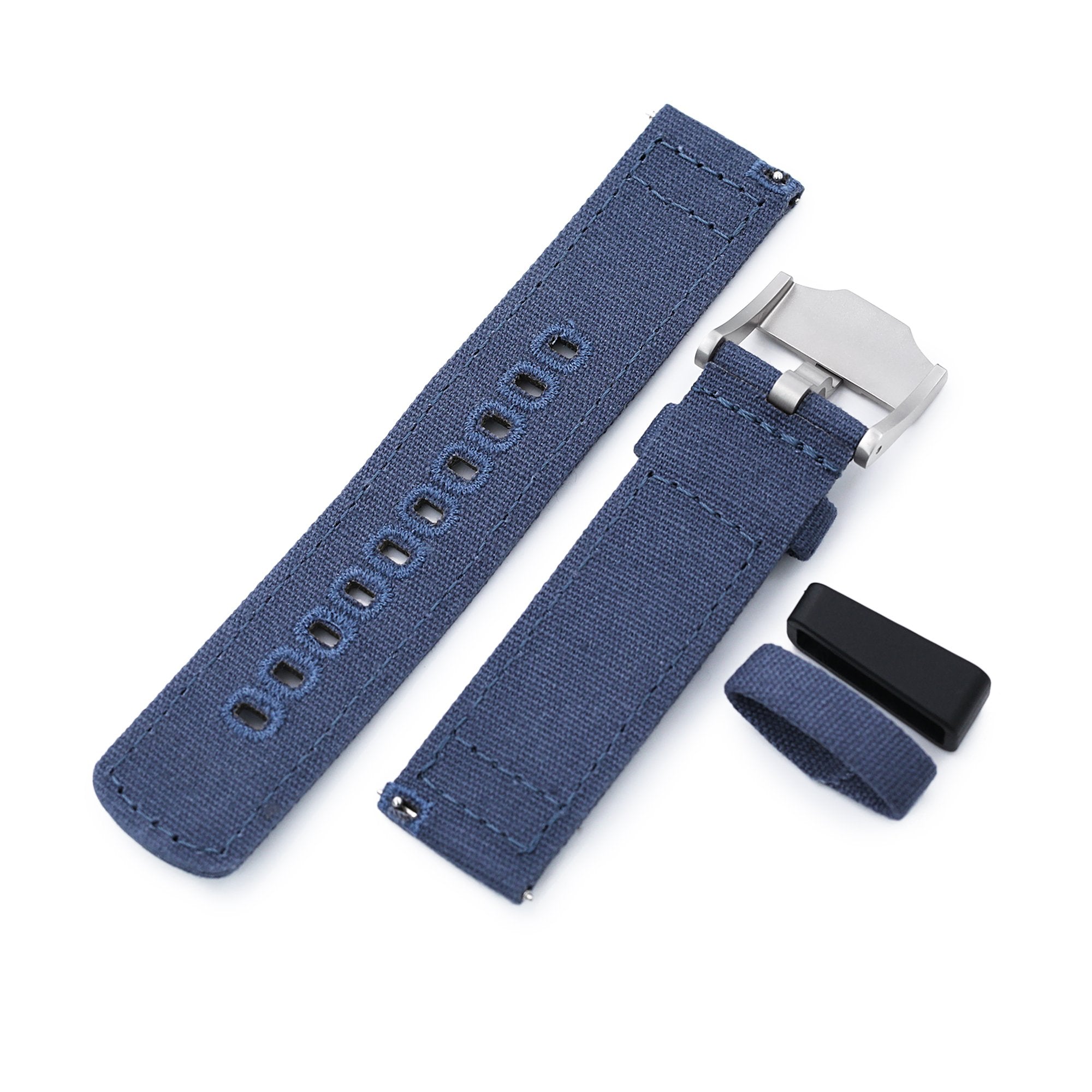 Navy Blue Quick Release Canvas Watch Strap 22mm or 20mm Strapcode Watch Bands