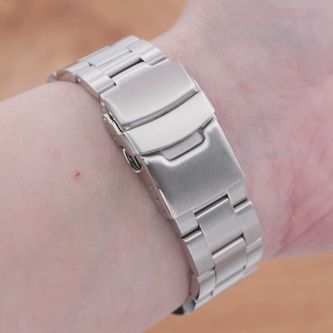 Bracelet Super-O Boyer 22mm pour Seiko SKX007 SKX009 SKX011, acier inoxydable brossé, boucle de plongée 18mm