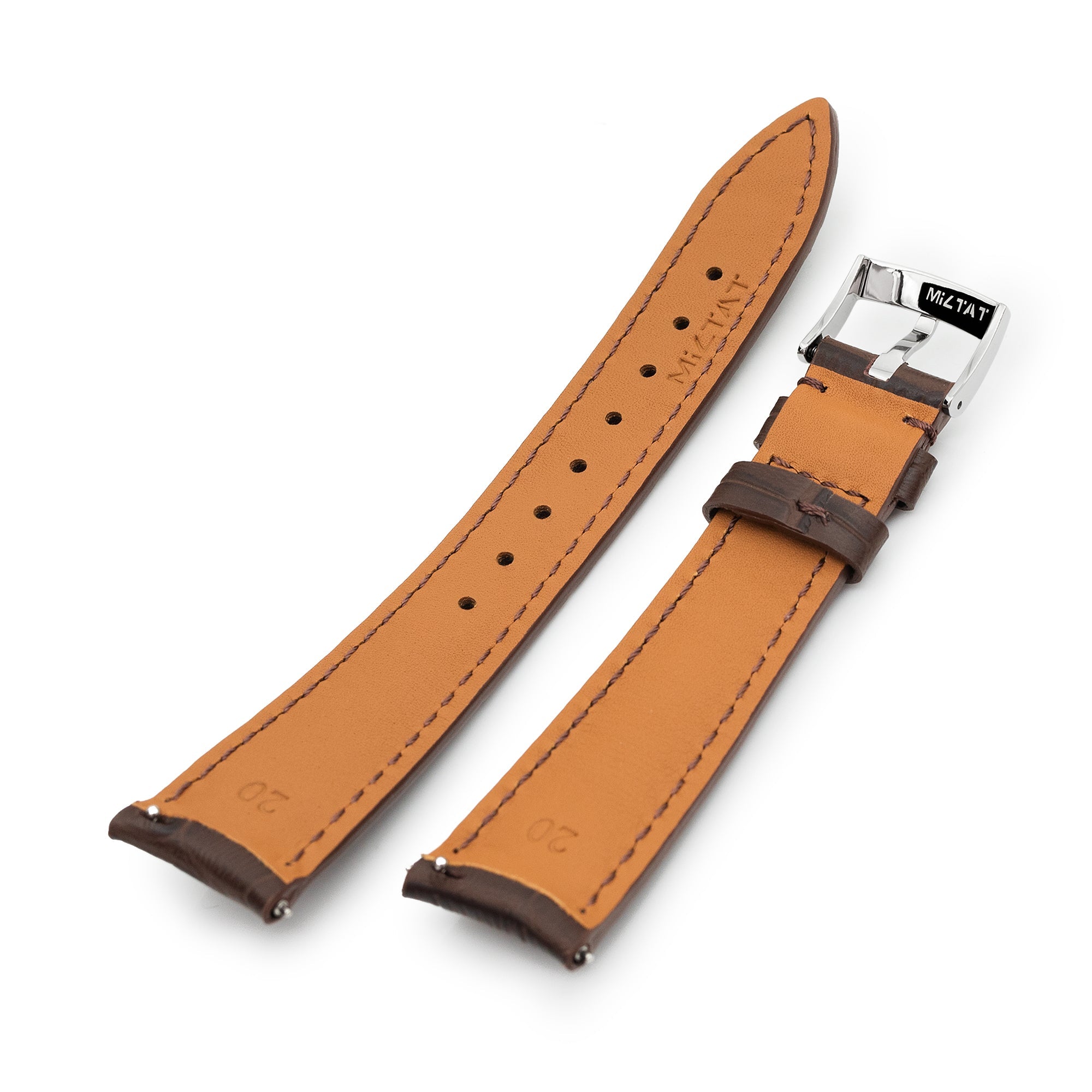 Q.R. 20mm Brown CrocoCalf (Italian Croco Grain) , Semi-curved Watch Band Strapcode Watch Bands