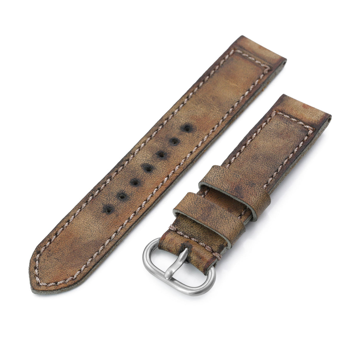20mm Gunny X MT MISSION POSSIBLE 1 (MP1) Series Vintage Brown Leather Watch Strap Strapcode Watch Bands