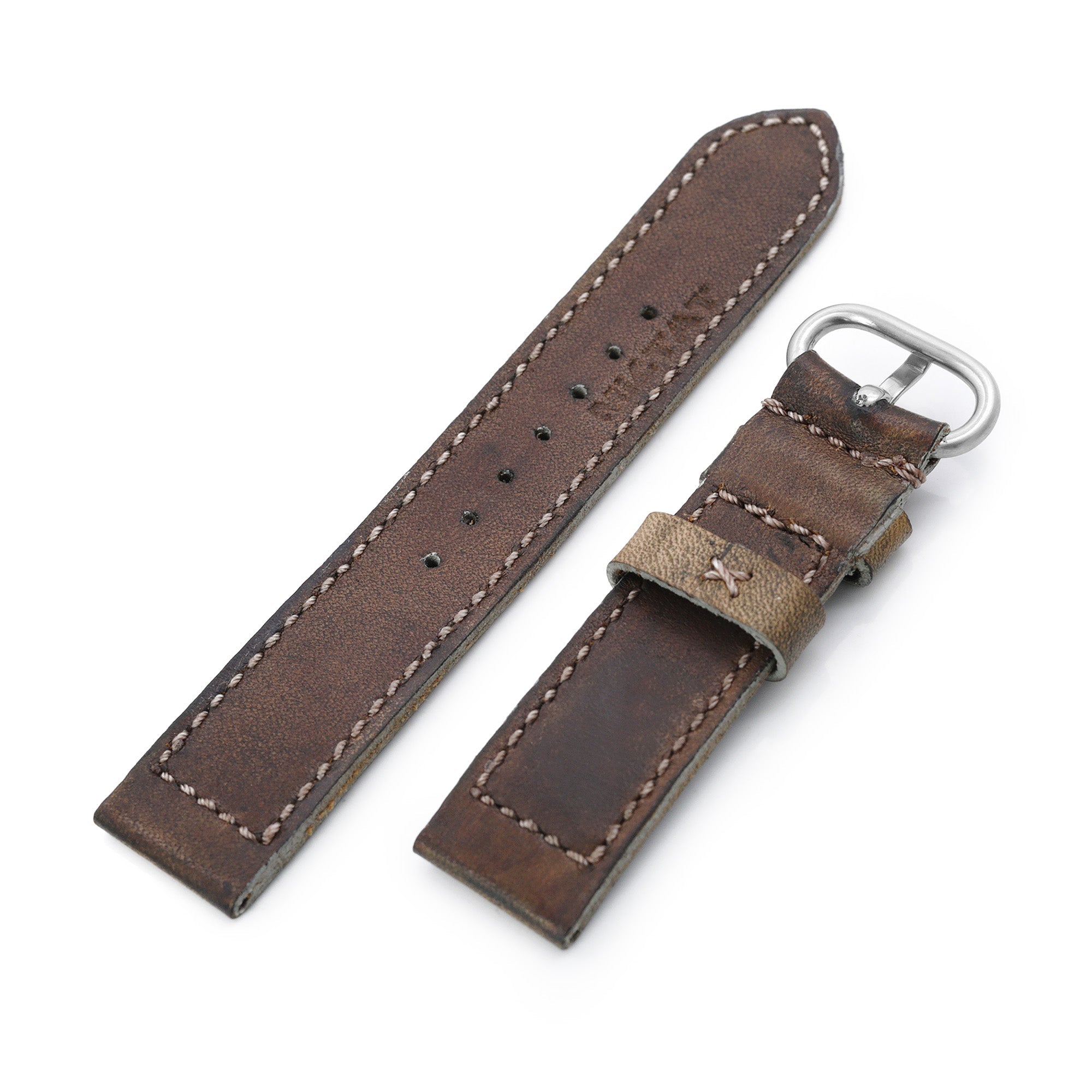 20mm Gunny X MT MISSION POSSIBLE 1 (MP1) Series Vintage Brown Leather Watch Strap Strapcode Watch Bands