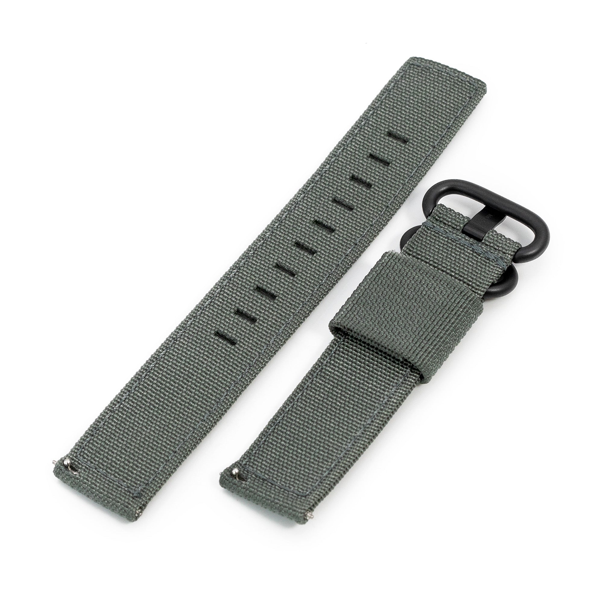 Q.R. 20mm 2-pcs Ribbed Nylon Watch Band, Grey Strapcode Watch Bands