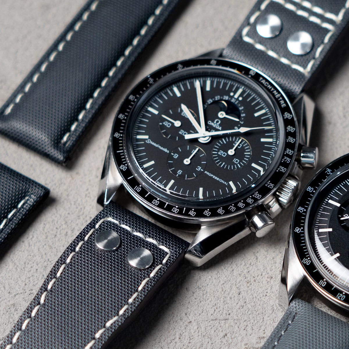 Pilot Black Woven Texture Rivet Strap 20mm to 23mm