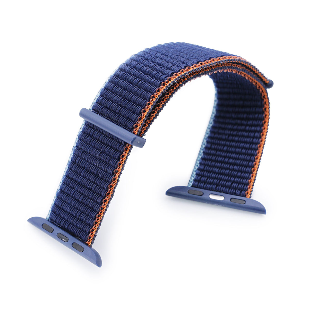 22mm Navy Blue Hook &amp; Loop Durable Nylon Watch Band compatible with Apple Watch 44mm / 45mm models Strapcode Watch Bands