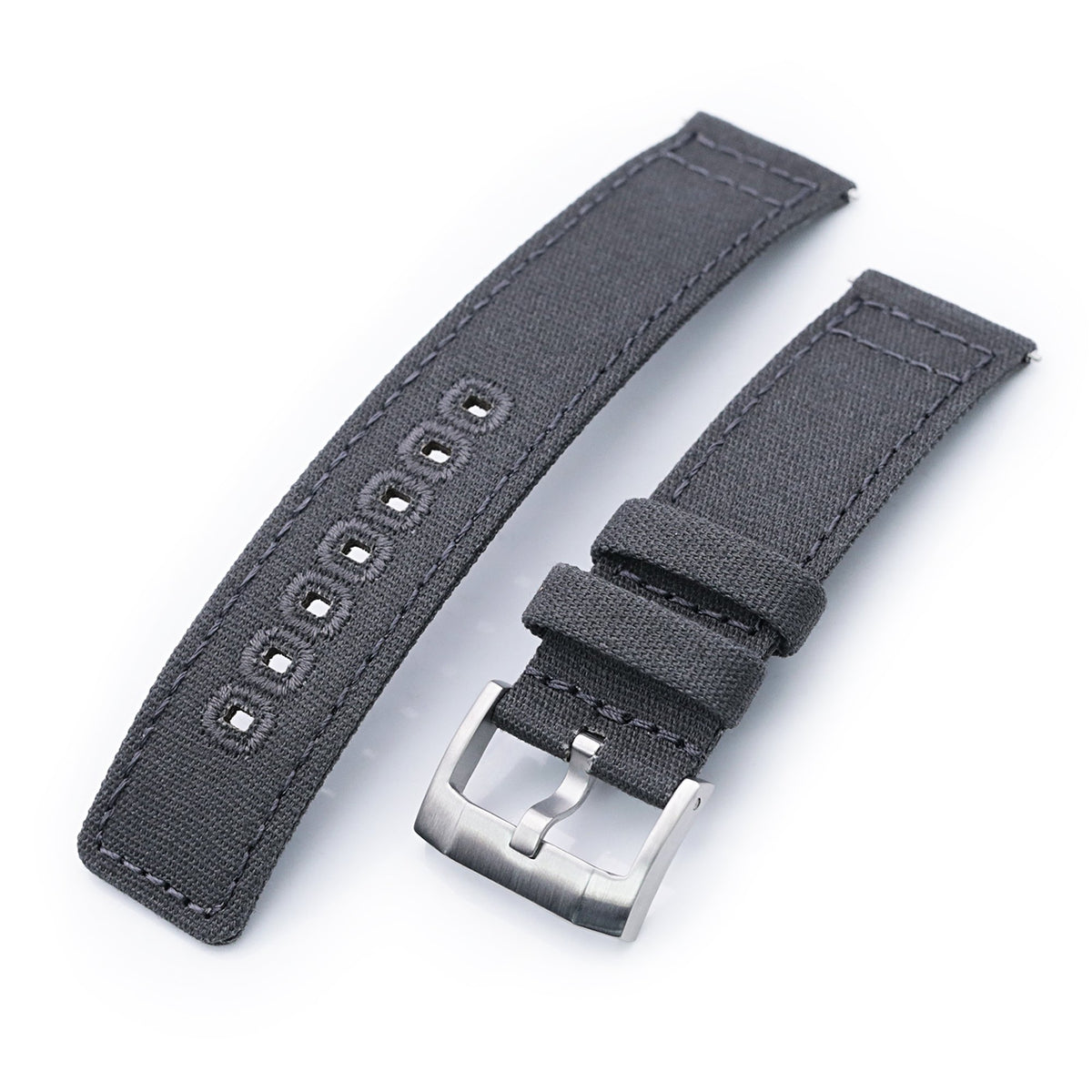 Straight Quick Release Canvas Watch Strap in Dark Grey, 20mm or 22mm Strapcode Watch Bands