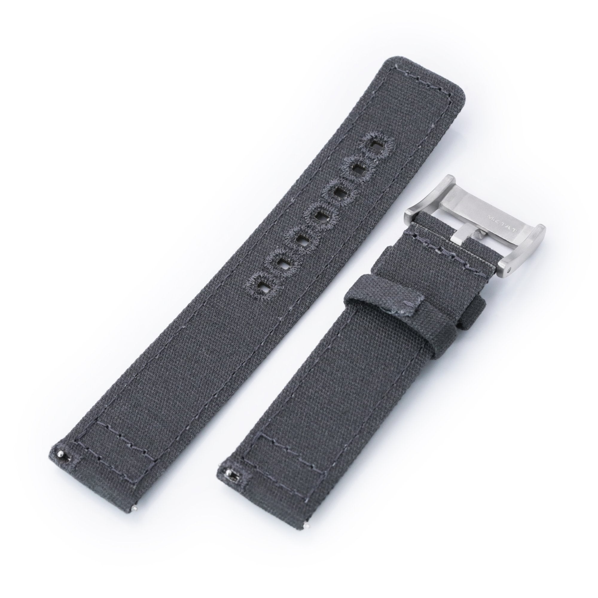 Straight Quick Release Canvas Watch Strap in Dark Grey, 20mm or 22mm Strapcode Watch Bands