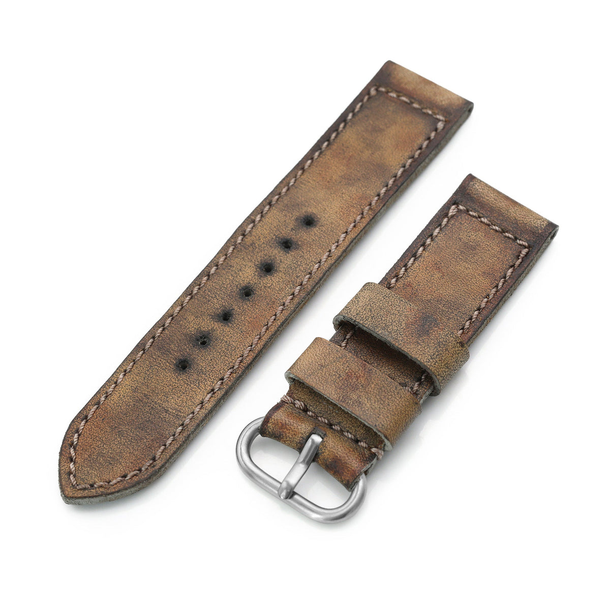 22mm Gunny X MT MISSION POSSIBLE 1 (MP1) Series Vintage Brown Leather Watch Strap Strapcode Watch Bands